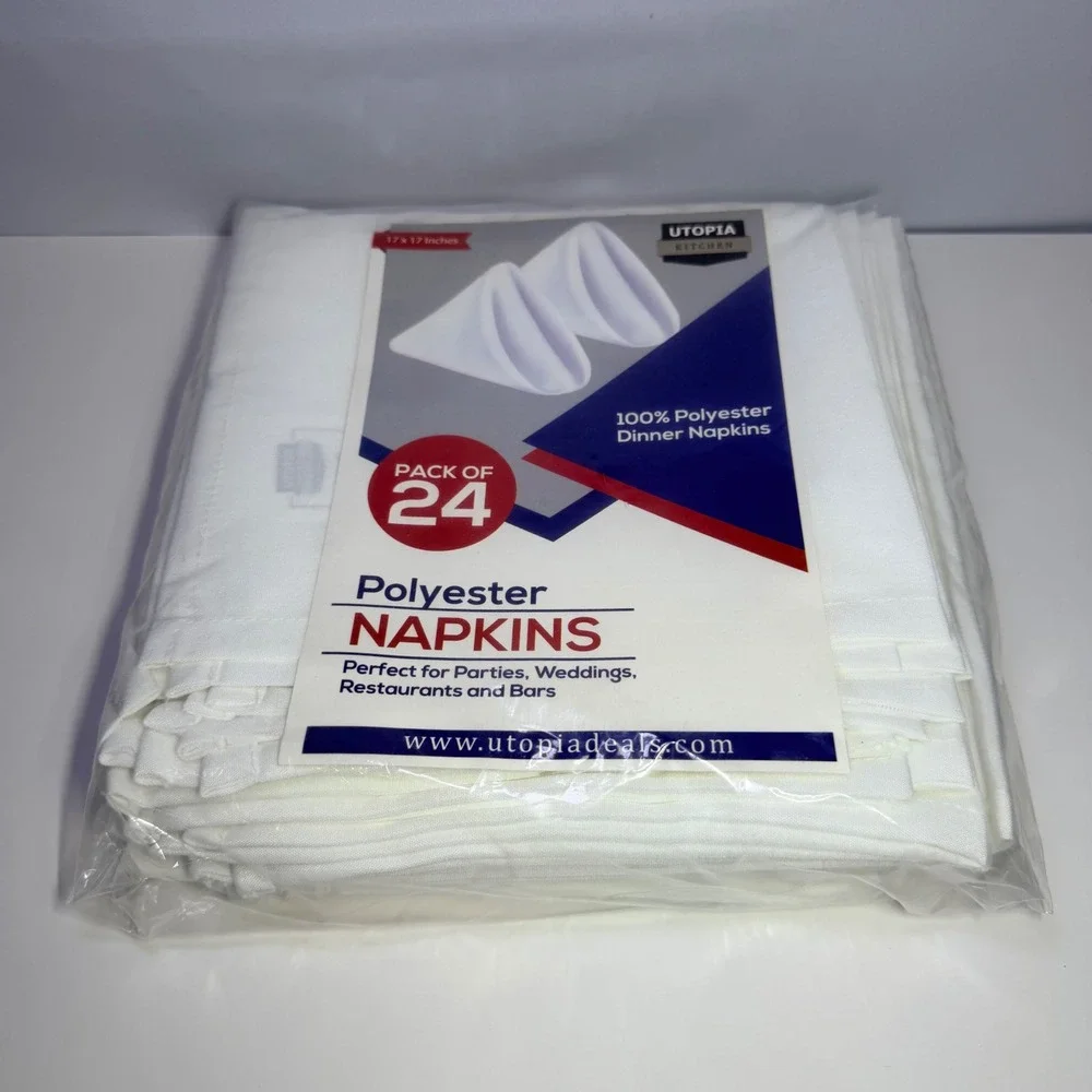 Utopia Kitchen White Dinner Napkins 24 Pack 17x17 Polyester Table Linens UH0562